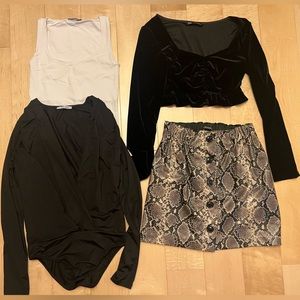 Zara 4 pieces, skirt and tops